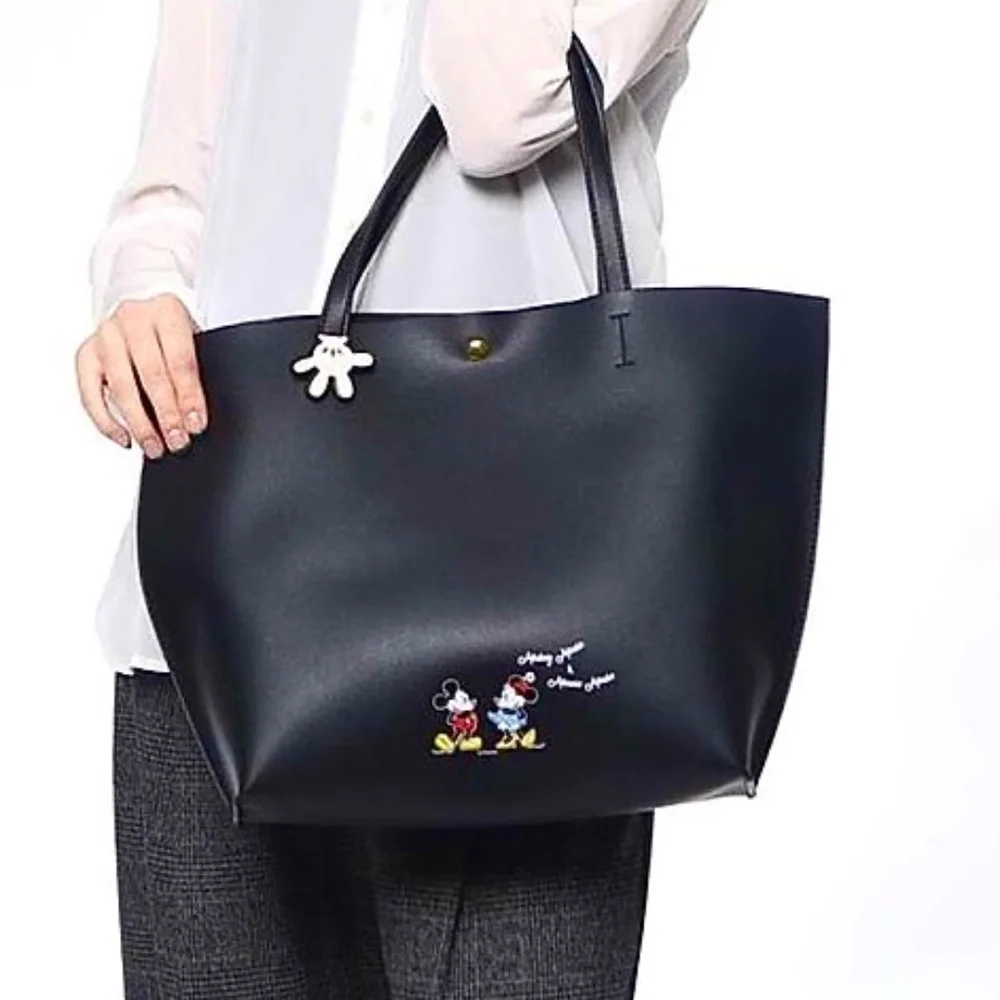 Disney Mickey Mouse Black Tote Bag with Matching Wristlet SET of 2